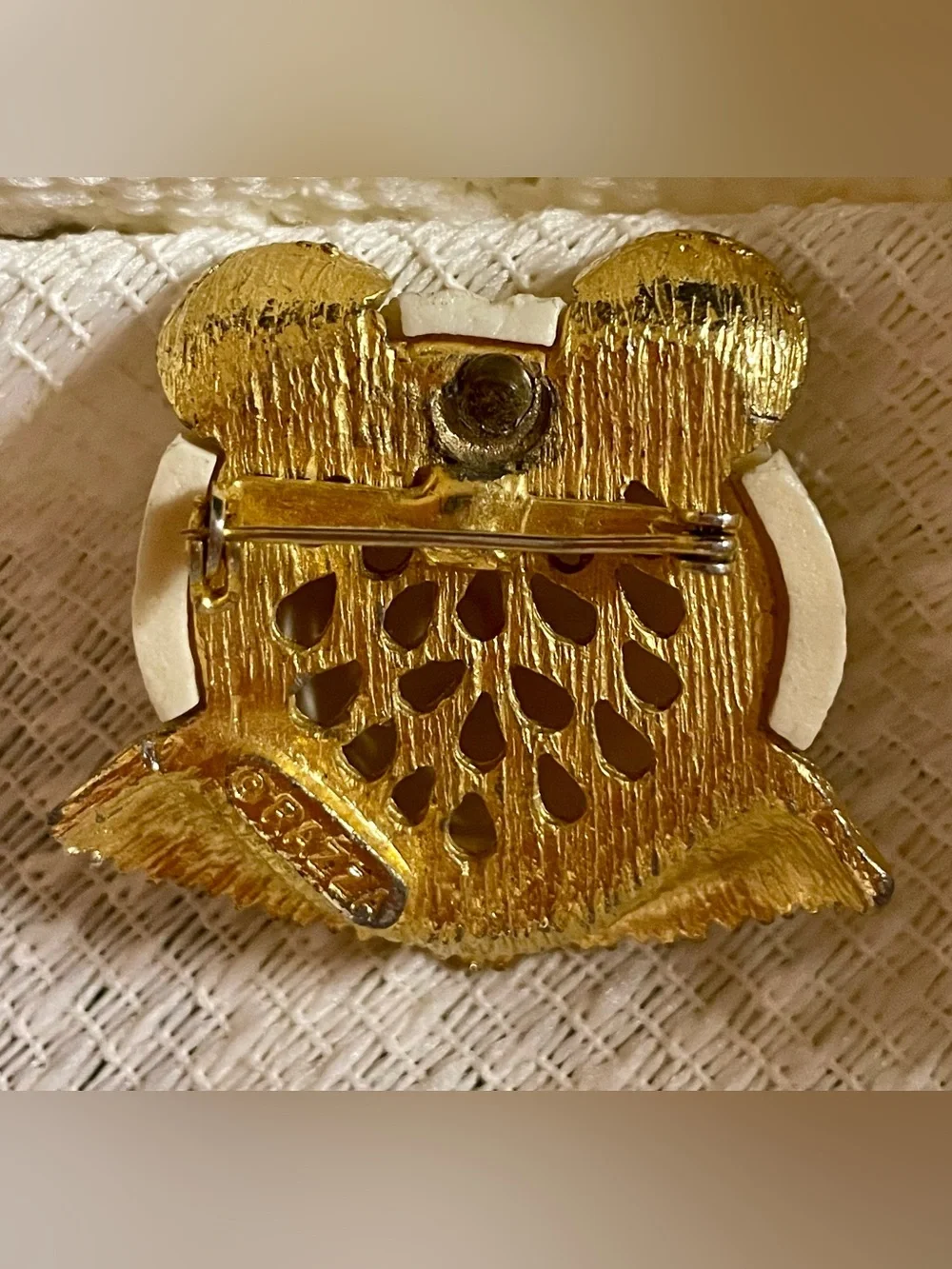 Luca Razza Panda Bear Brooch Pin-1970’s Rare Mod Jewelry